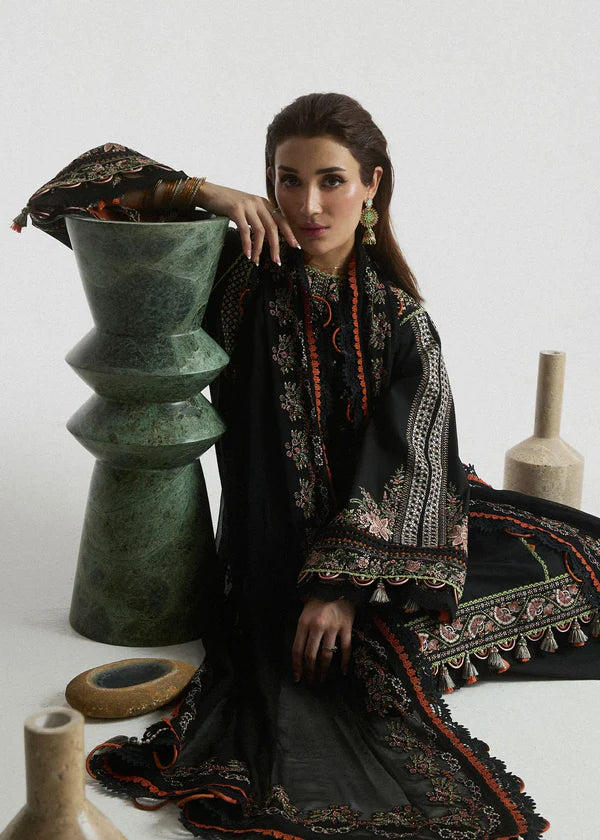 Hussain Rehar 005 Unstitched Luxury Dhanak Heavy Embroidered 3PC Suit