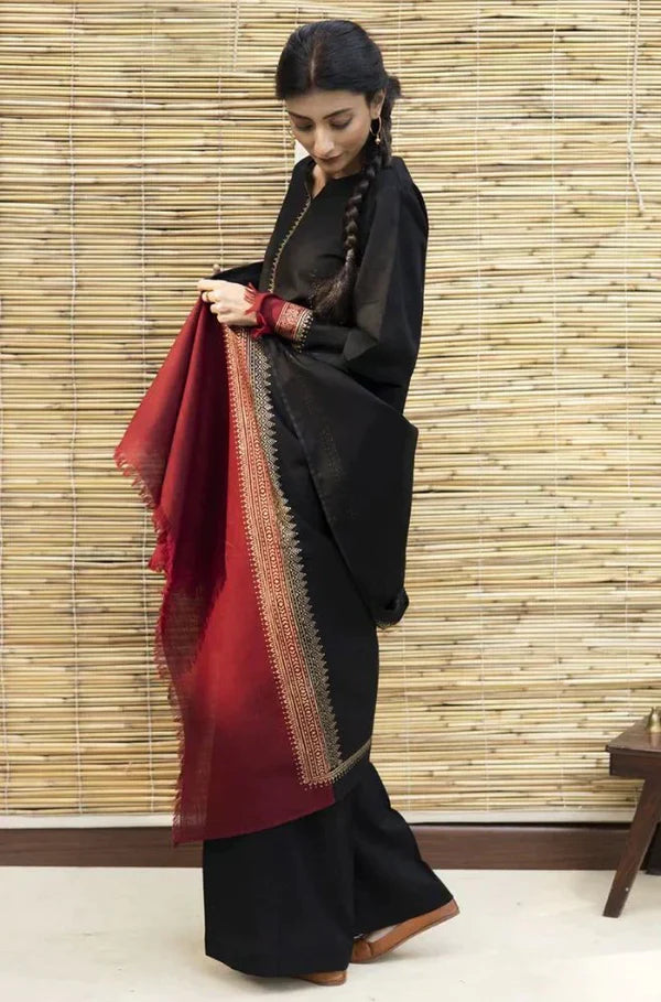 Dyot 001 Unstitched Luxury Dhanak Heavy Embroidered 3PC Suit