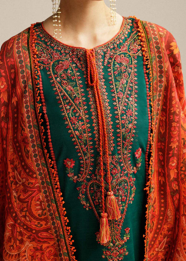 Hussain Rehar 007 Unstitched Luxury Dhanak Heavy Embroidered 3PC Sui