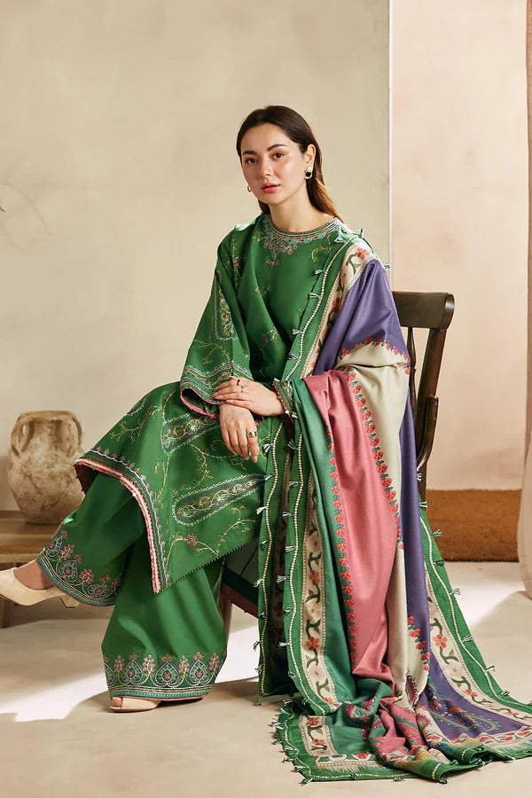 Zara Shahjahan 002 Unstitched Luxury Dhanak Heavy Embroidered 3PC Suit